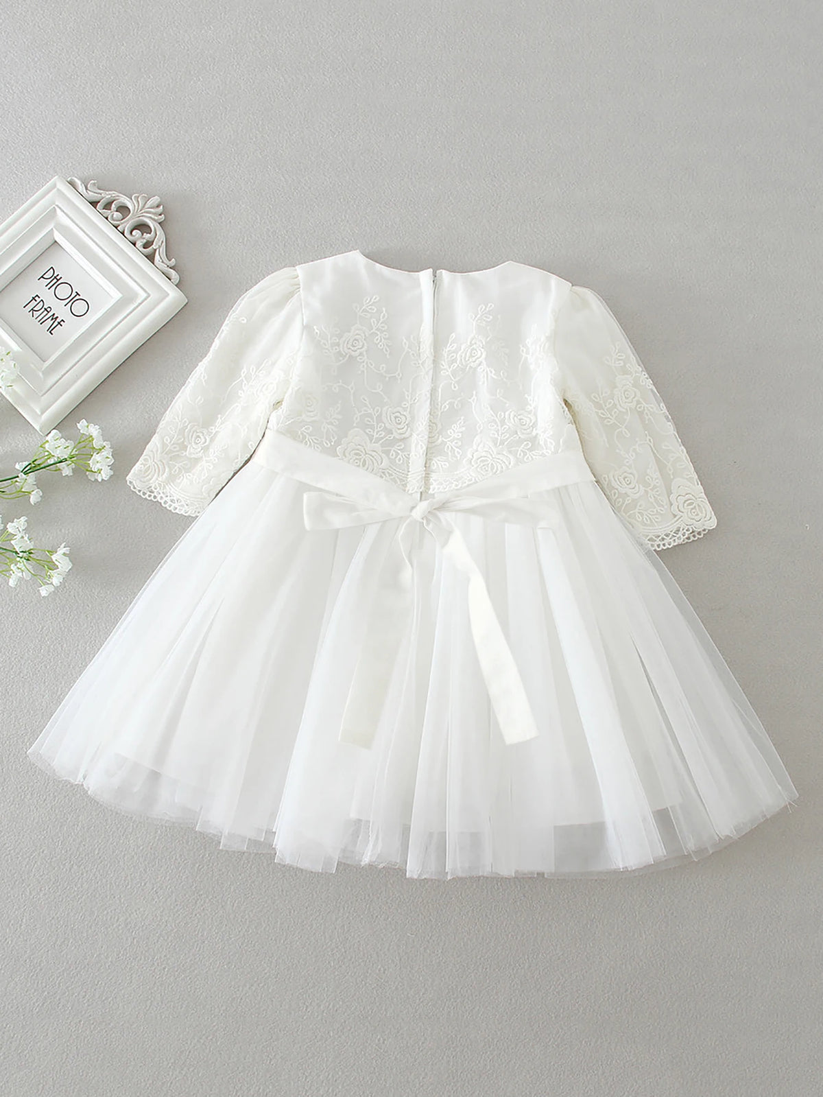 Emily White Lace Special Occasion Dress & Bonnet - The Palm Beach Baby Estimated 12 - 19 Day Shipping