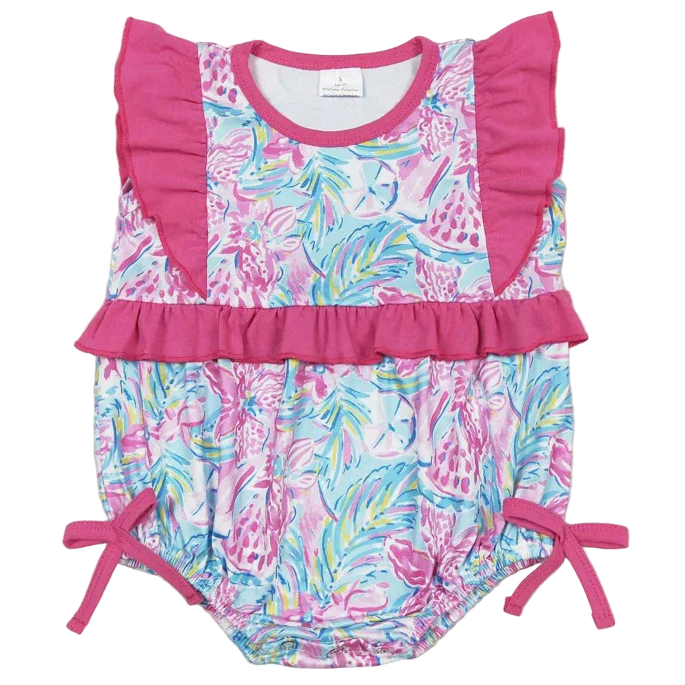 Vivacious Frills Baby Rompers for Girls - Cute Bows & Playful Frills - The Palm Beach Baby Estimated 14 - 20 Day Shipping