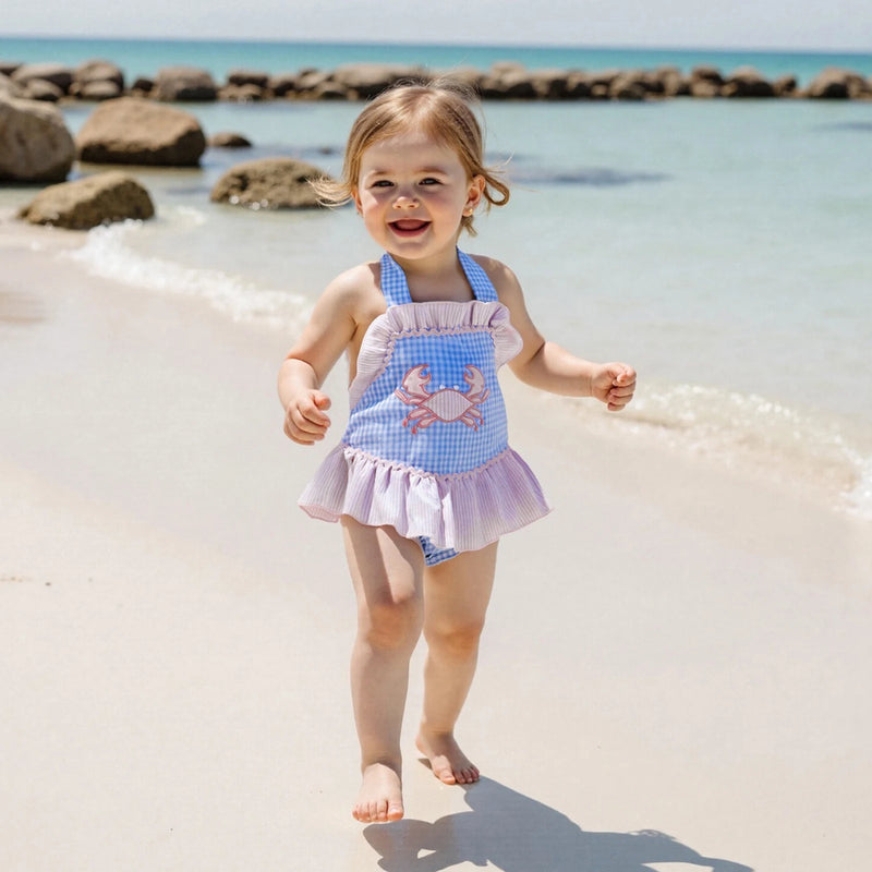 "Little Crab" Girl's Blue Swimsuit