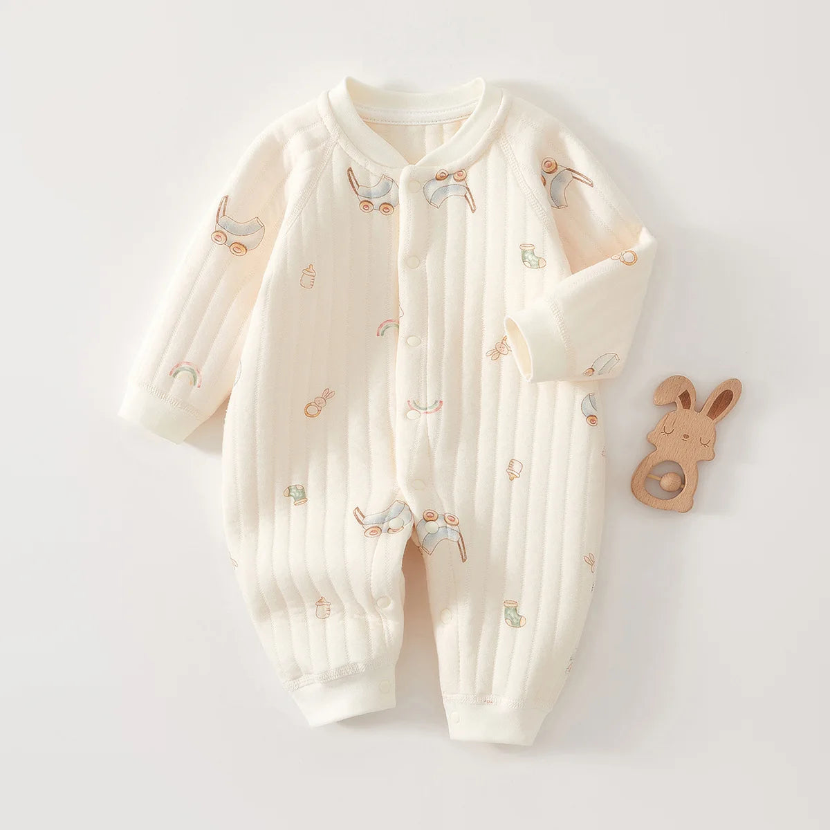 My Little Bear Quilted Cozy Warm  Baby Romper