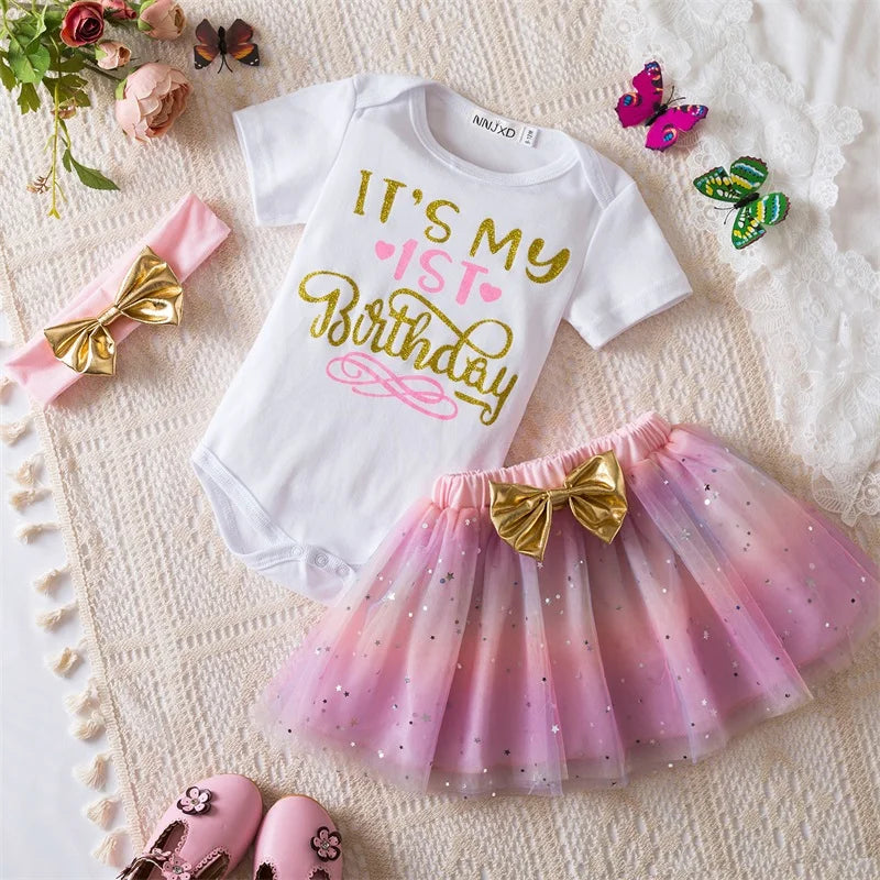 "First Birthday Cutie" 3 PC Tutu Sets - 5 Styles