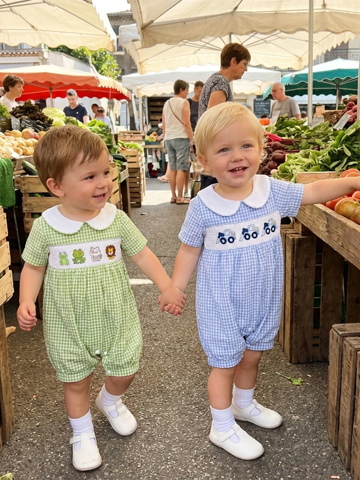 Smocked Cuties Seersucker Rompers Embroidered In 2 Kid-Worthy Designs - The Palm Beach Baby Estimated 13 - 20 Day Shipping