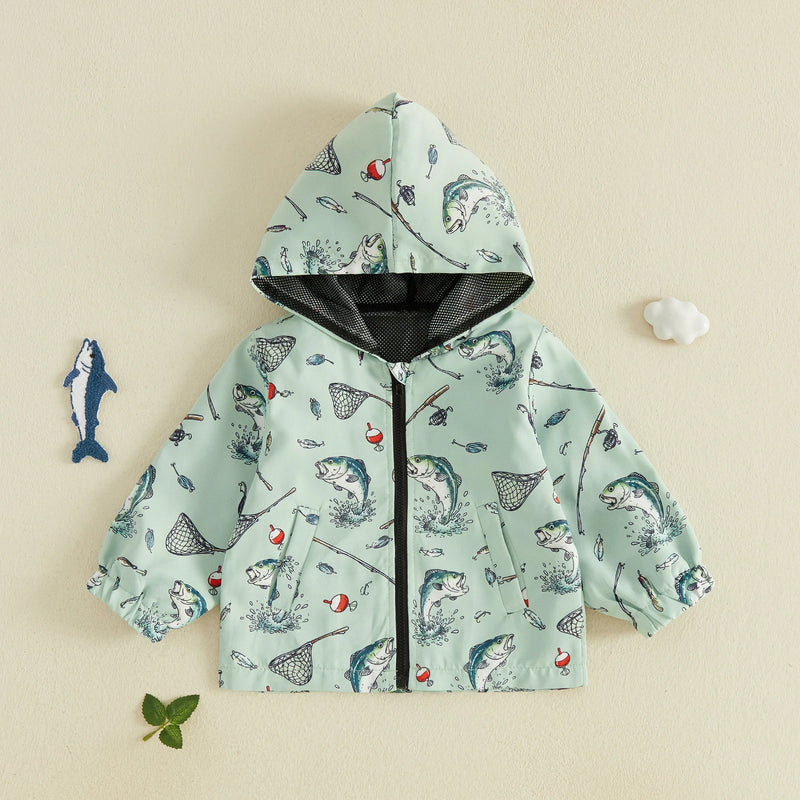 Gone Fishing Lightweight Boys Hooded Jacket