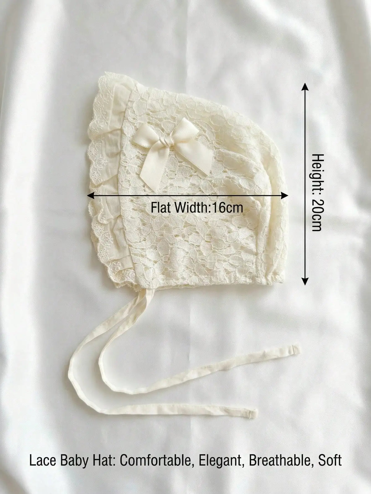 Penelope Ruffled Lace Embroidered Flower Baby Bonnet - 2 Color Options