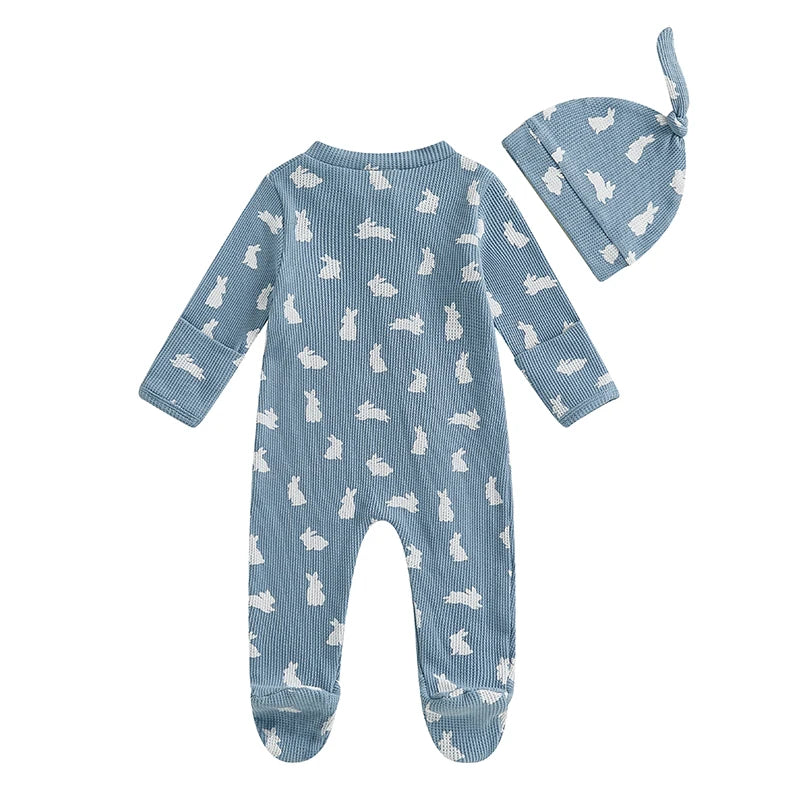 "Bunny Honey" Blue 2 PC Romper Set