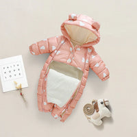 Adorable hooded Cozy Warm Printed Toddler Baby Snowsuit perfect for keeping little ones cozy in the snow.