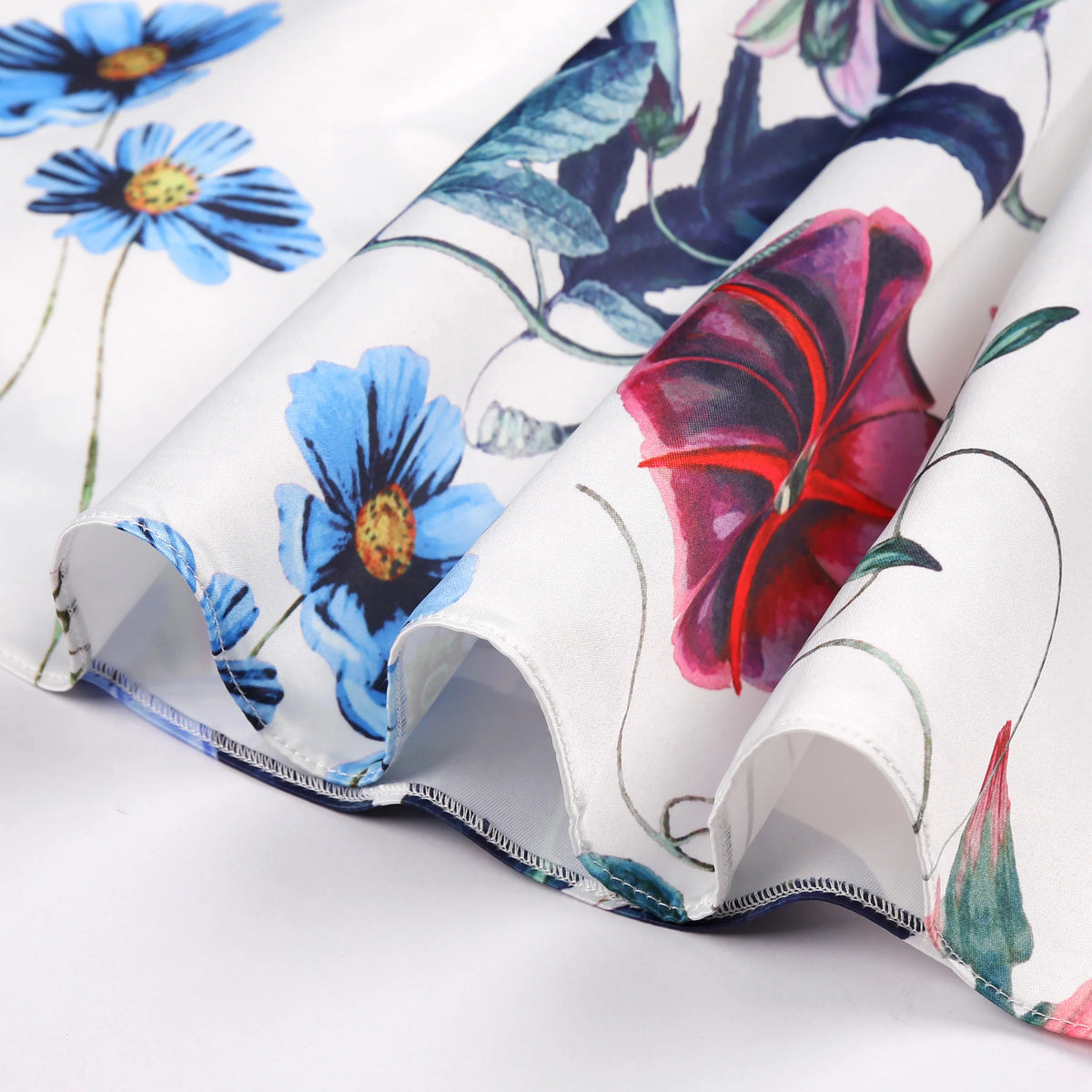 Little Girls Tropical Garden Party Dress fabric in 6 vivacious colors featuring a vibrant floral print.