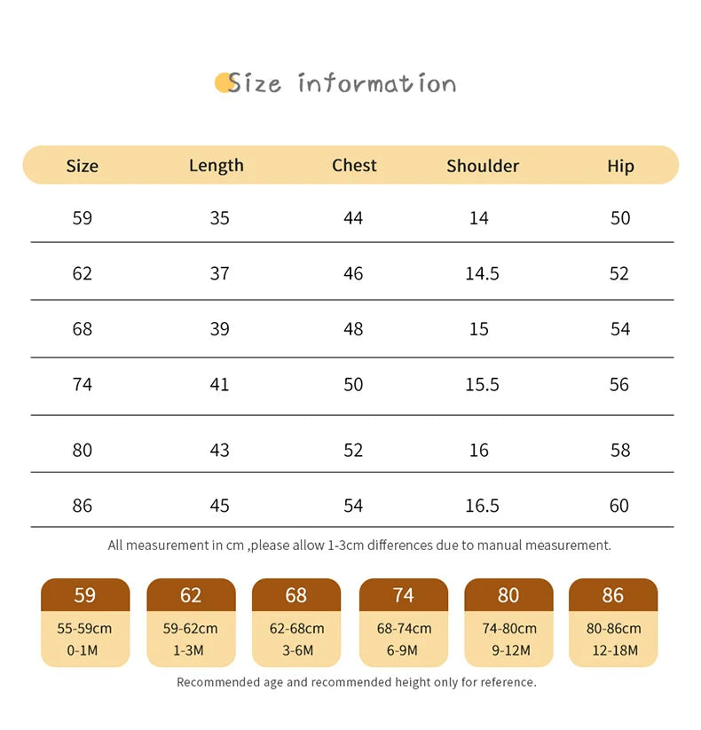Size chart for Pumpkin Embroidered Overalls Knit Baby Outfit - Detailed sizing information for this charming knit baby outfit.