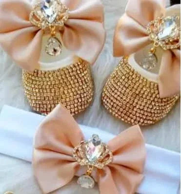 Baby Crystal Formal Shoes and Bow Set with Pink Bows - The Palm Beach Baby