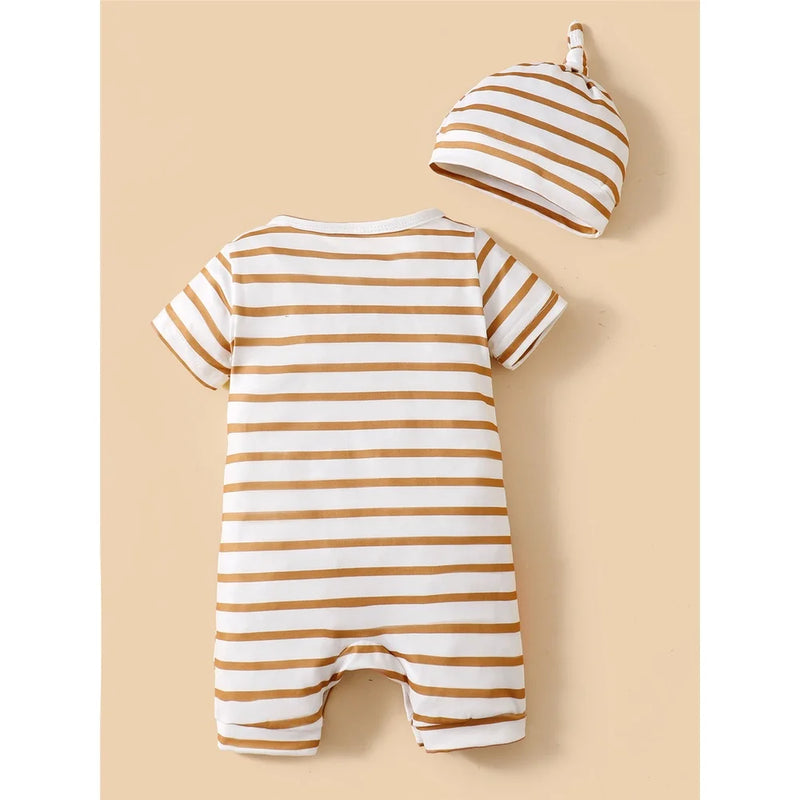 "Animal Boogie" Adorable Baby Romper Hat Set - 2 Colors