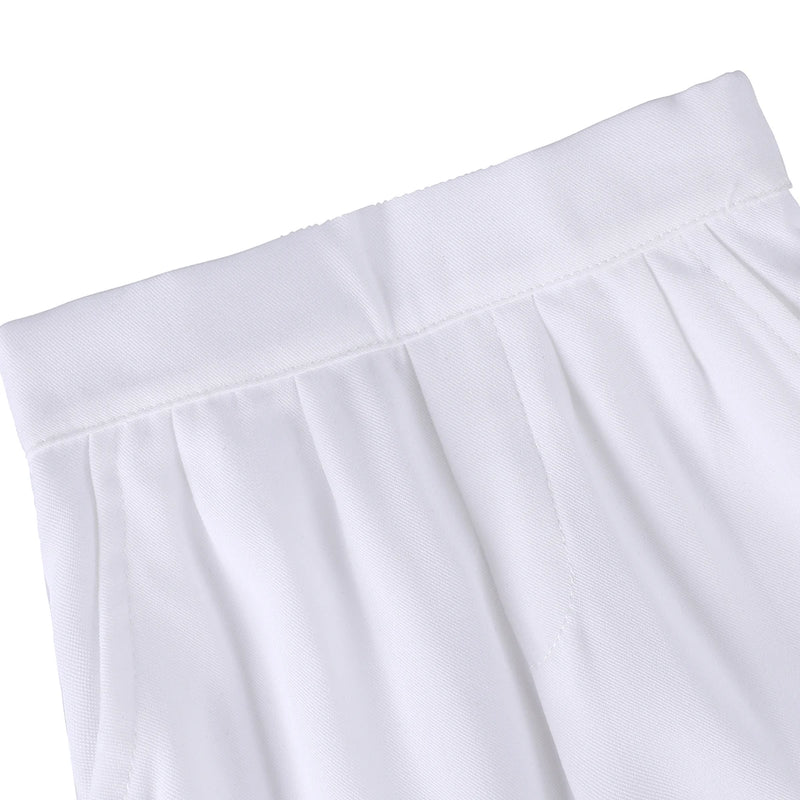 Zoomed-in view of the bow tie and shirt collar from the Hudson Boys' Tuxedo Set in white, emphasizing the sleek design.