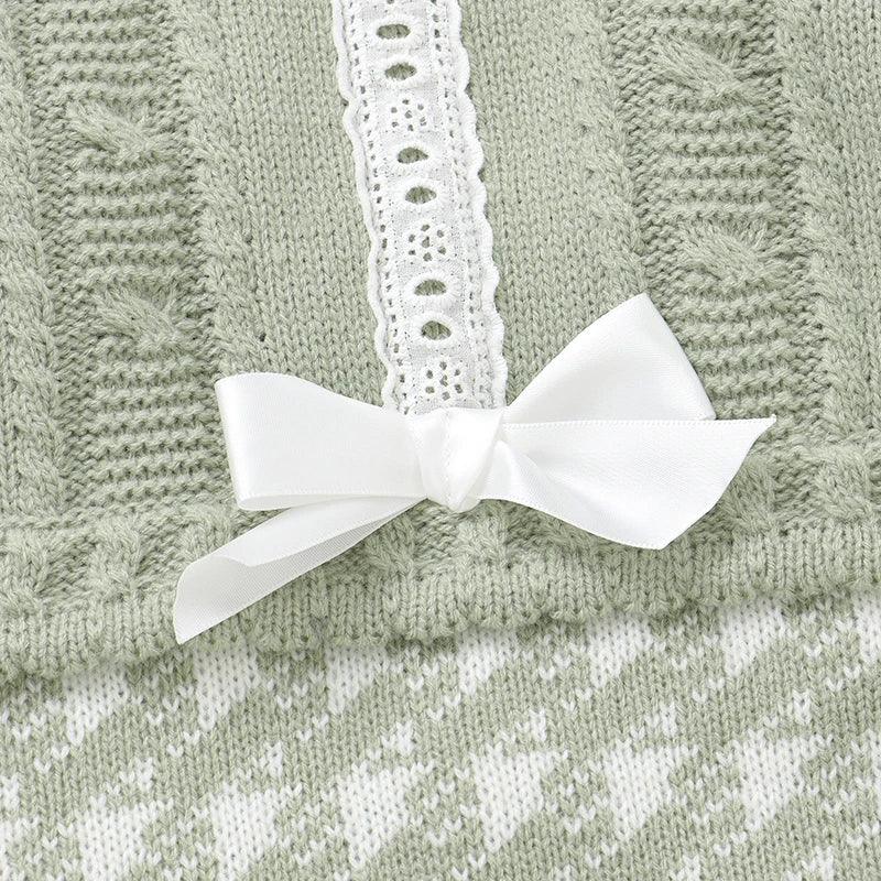 Madeline Baby Knitted Romper in Sage Green - Warm, Stylish, and Comfy for 0-9 Months - The Palm Beach Baby