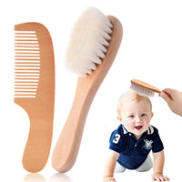 1/2/3PCS wooden baby to toddler brush and comb set with soft bristles for gentle grooming.