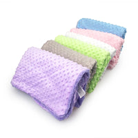 Pastel solid-color plush baby blankets set for swaddling, 100x70 cm, soft warm minky fleece, unisex.