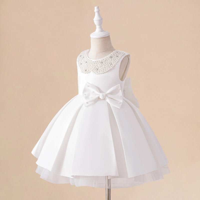 Elegant "Simone" Beaded White Occasion Dress