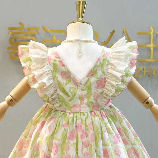 Flowers and Frills Adorable Girls Party Dress  2-12 years - The Palm Beach Baby Estimated 12 - 20 Day Shipping