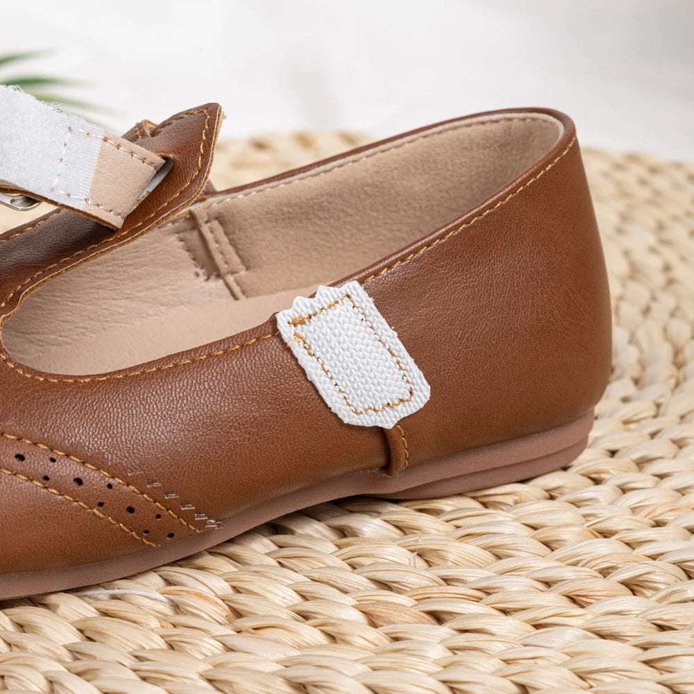 Girls T-Strap Brogue Mary Jane Flats