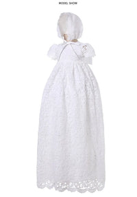 Zoey Elegant Lace Special Occasion Gown With Matching Hat - The Palm Beach Baby