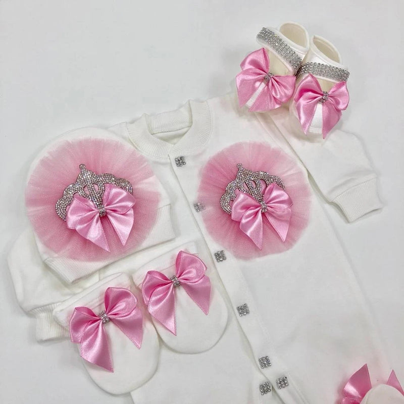 Luxurious Princess Layette Set  in Crown Pink