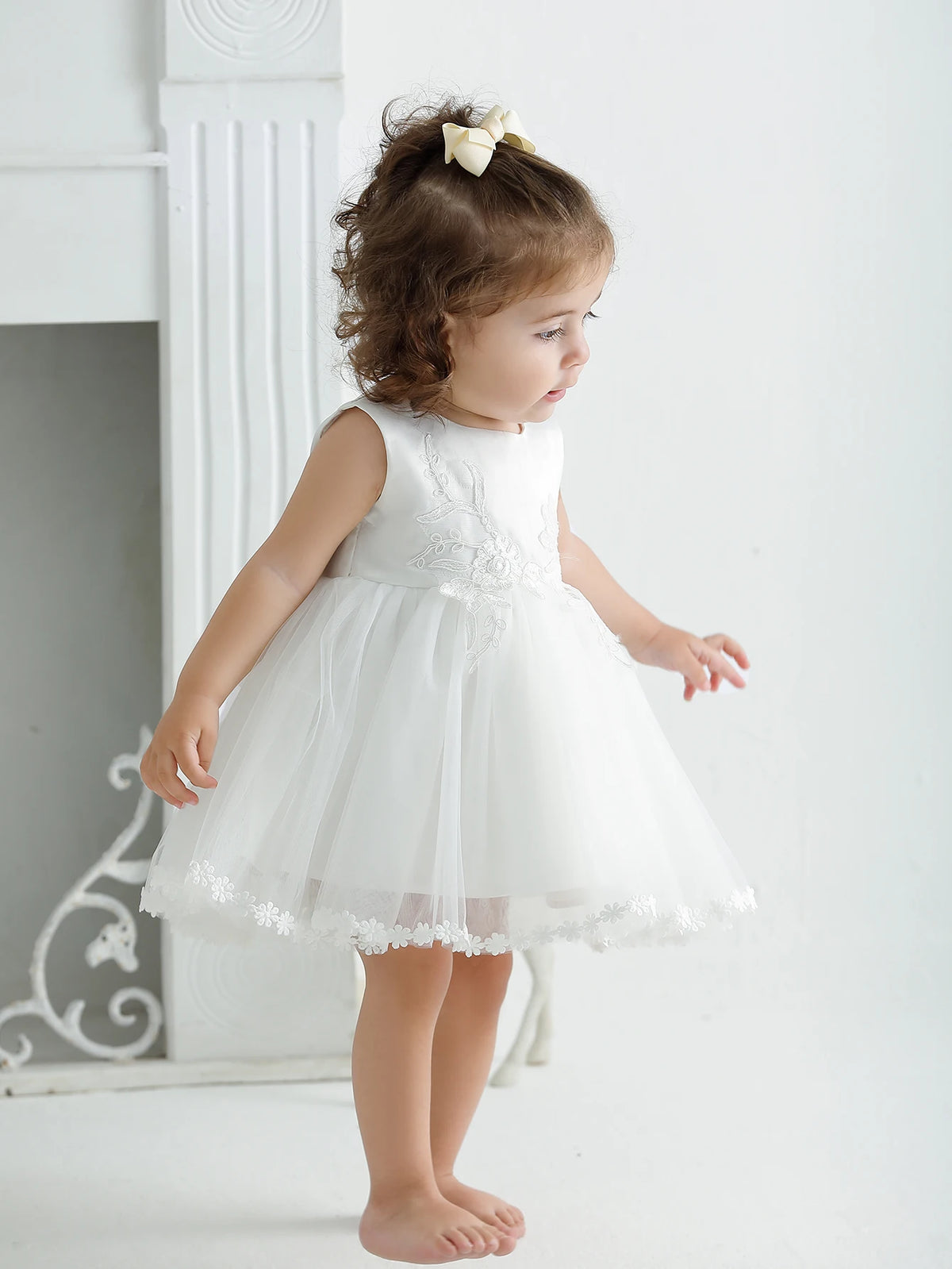 Avery-Ann Sophisticated White Lace And Tulle Special Occasion Dress - The Palm Beach Baby Estimated 12 - 18 Day Shipping