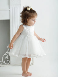 Avery-Ann Sophisticated White Lace And Tulle Special Occasion Dress - The Palm Beach Baby Estimated 12 - 18 Day Shipping