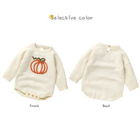 "Pumpkin Baby!" Adorable Knitted Baby Romper - Long-Sleeved - The Palm Beach Baby