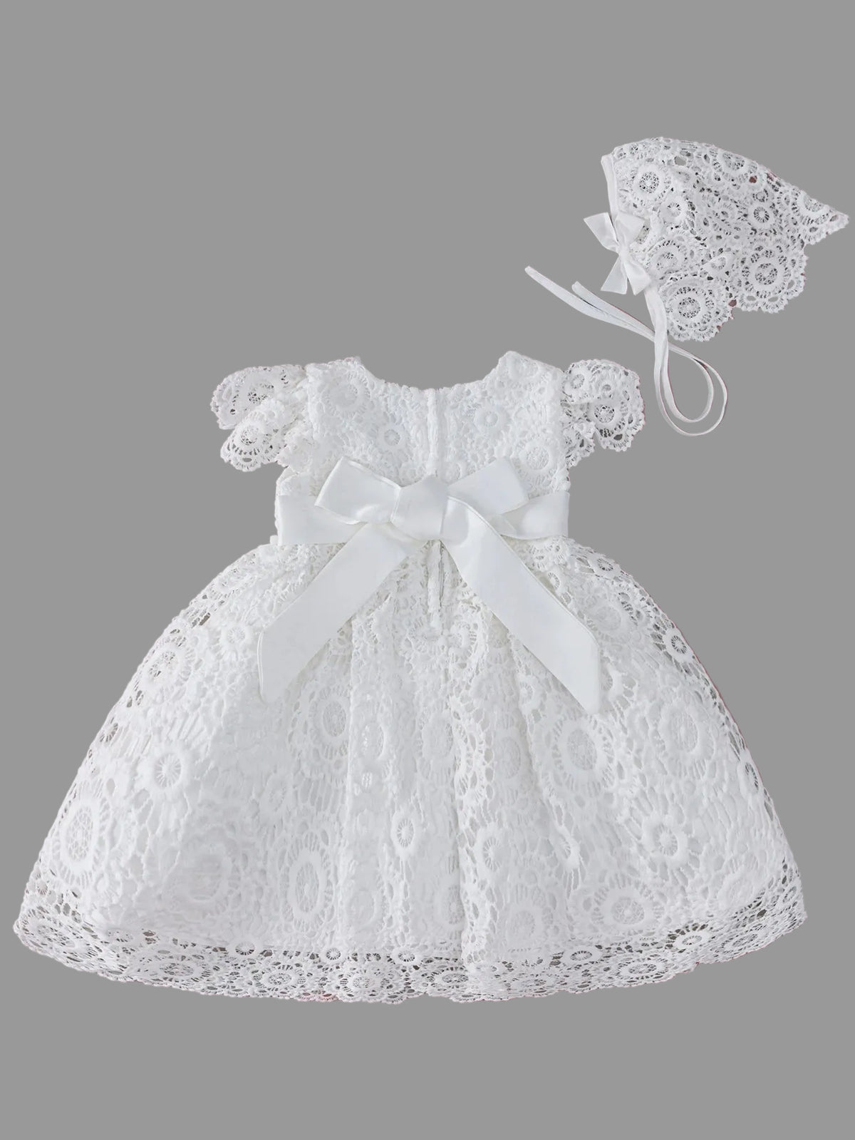 Analee White Lace Dress With Matching Bonnet - The Palm Beach Baby Estimated 12 - 22 Day Shipping