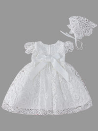 Analee White Lace Dress With Matching Bonnet - The Palm Beach Baby Estimated 12 - 22 Day Shipping