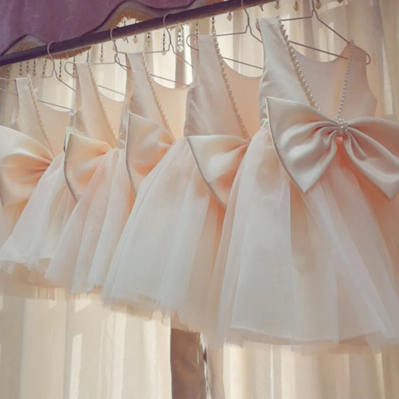 "Eloise-Marie" Elegant V-Back Dress With Big Bow