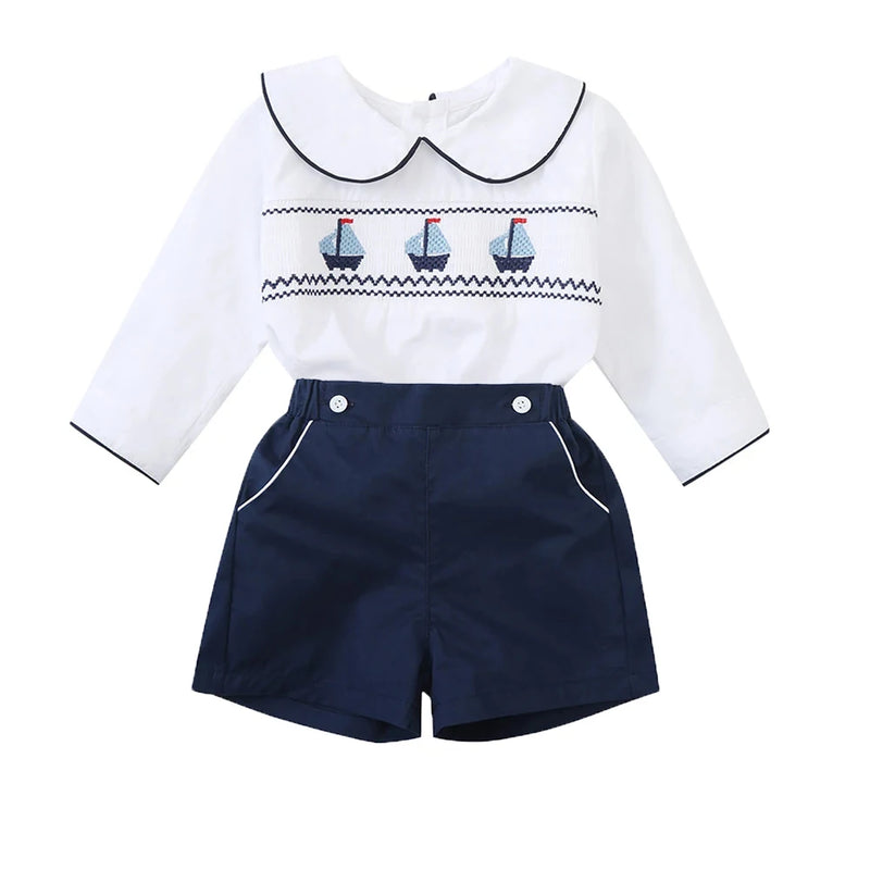 Detail of the Christopher-James Nautical Toddler Outfit showcasing its soft, combed cotton fabric.