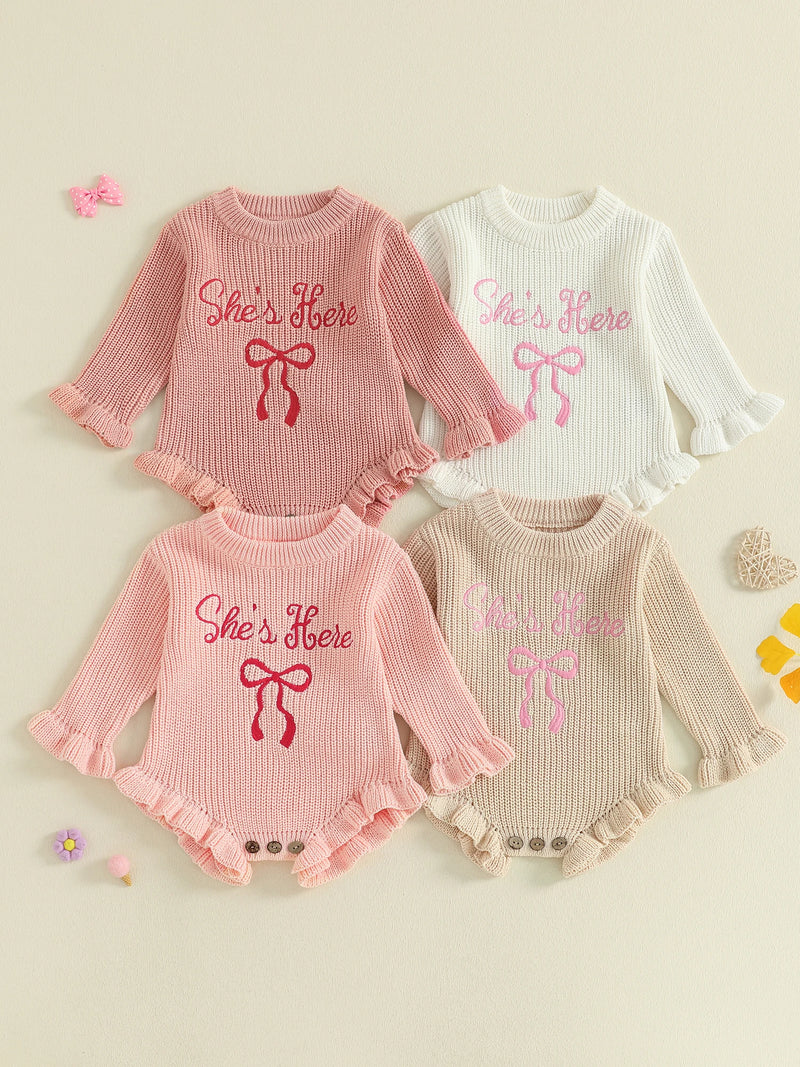 She's Here Knitted Bow Baby Bubbles - 3 Adorable Colors