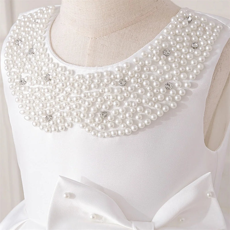 Elegant "Simone" Beaded White Occasion Dress