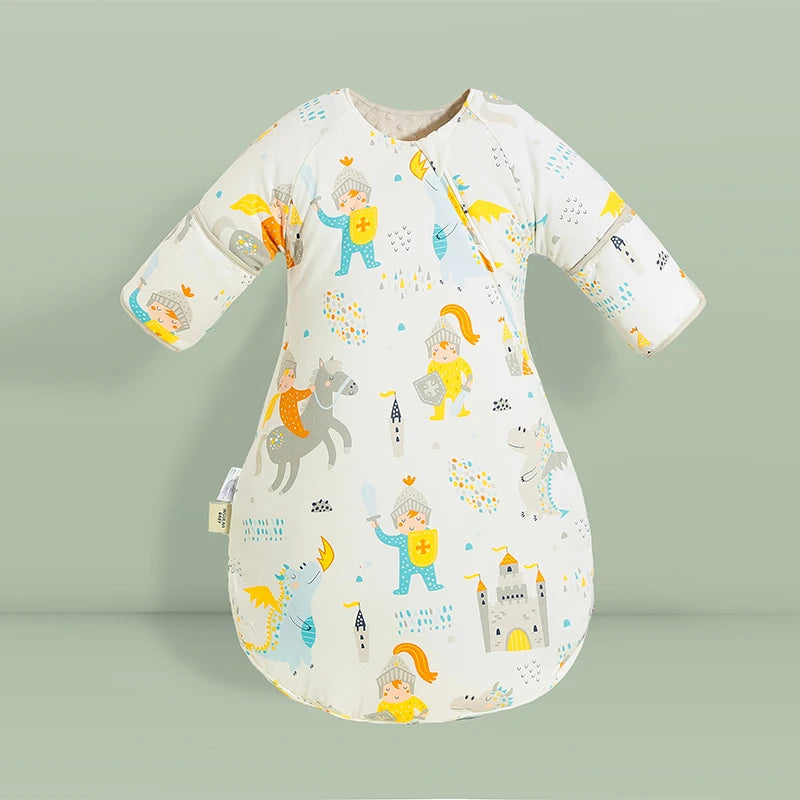 Soft Zippered Anti-Kick Toddler Sleep Sack featuring knights and castles, making bedtime magical for young adventurers.