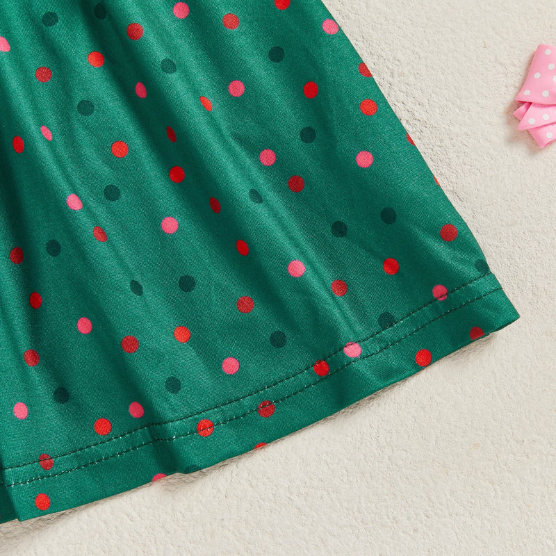 Polka Dots and Bows Fall Dress - Evergreen