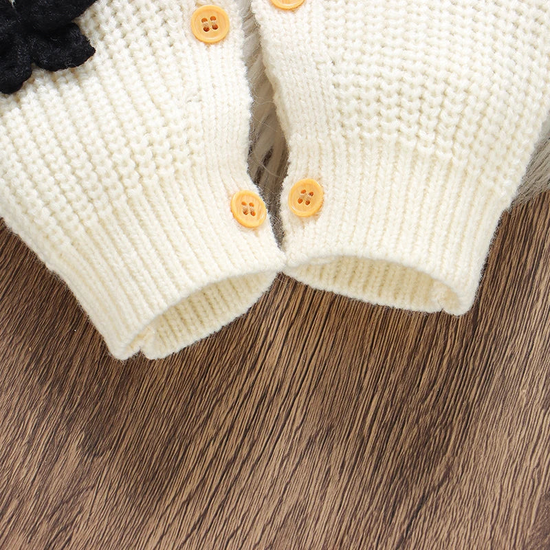"Bow Baby" Long Sleeve Knitted Baby Romper - 3 Colors