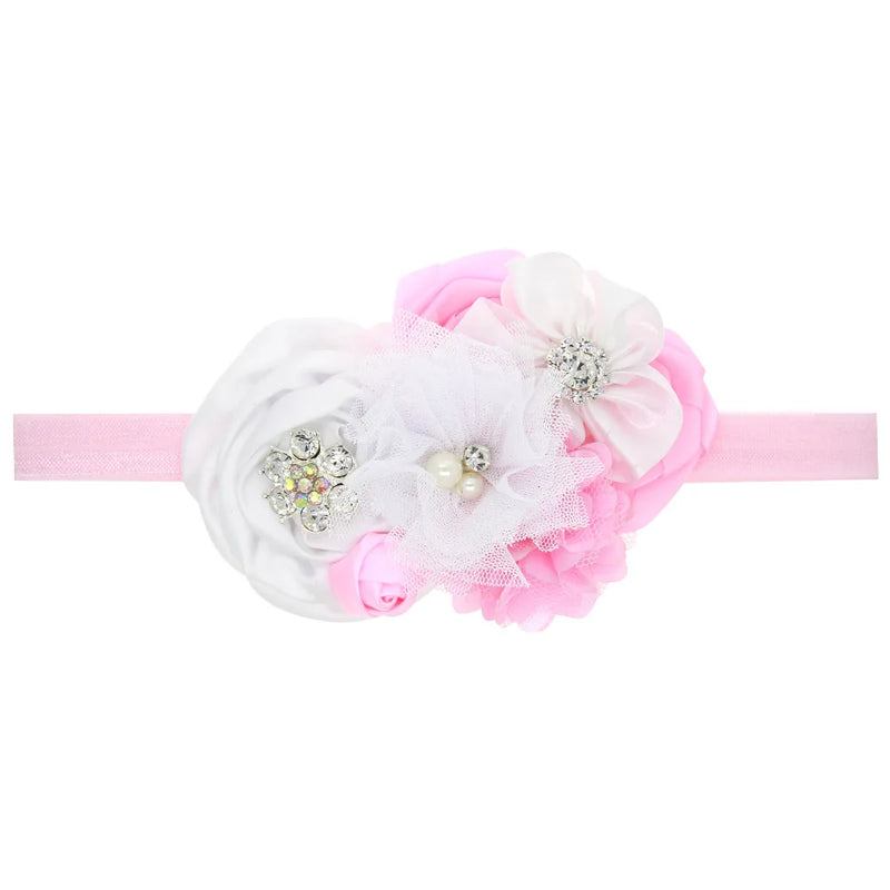 "Denise Marie" Floral Rose Beaded Headband Infant Hair Accessory