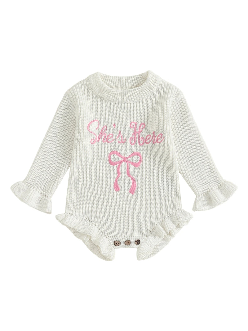 She's Here Knitted Bow Baby Bubbles - 3 Adorable Colors