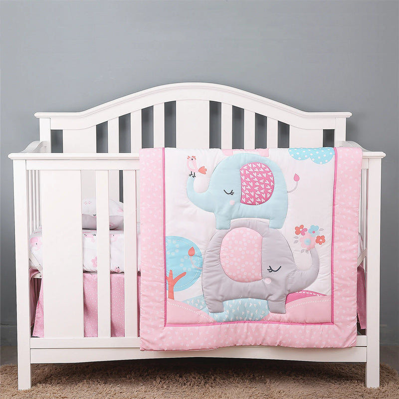 Babies Nursery Crib Bedding 4-Piece Set - 4 Colors