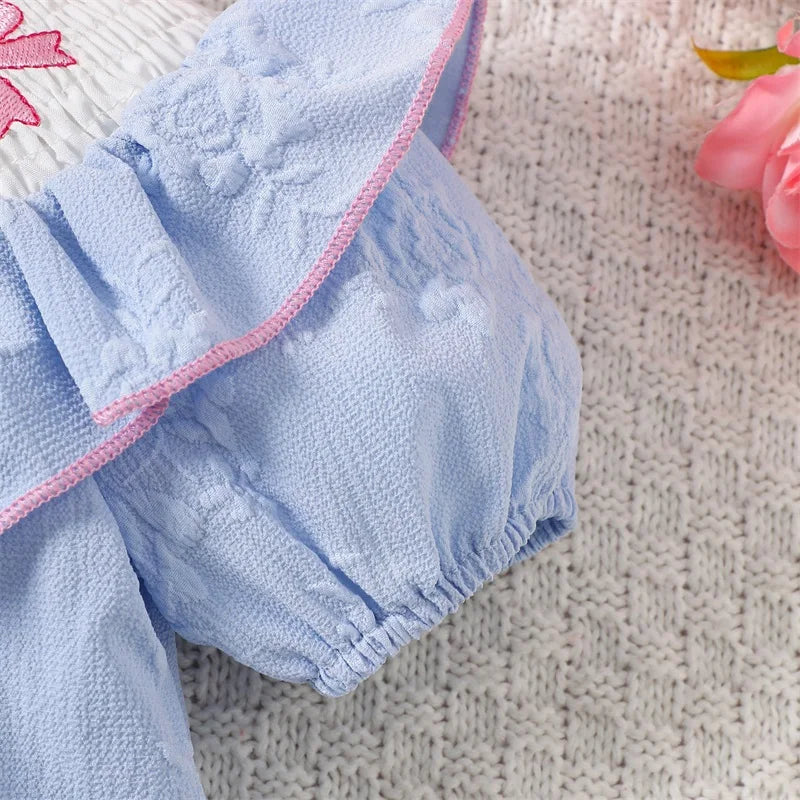 "Little Bow Peep" Baby Blue Romper