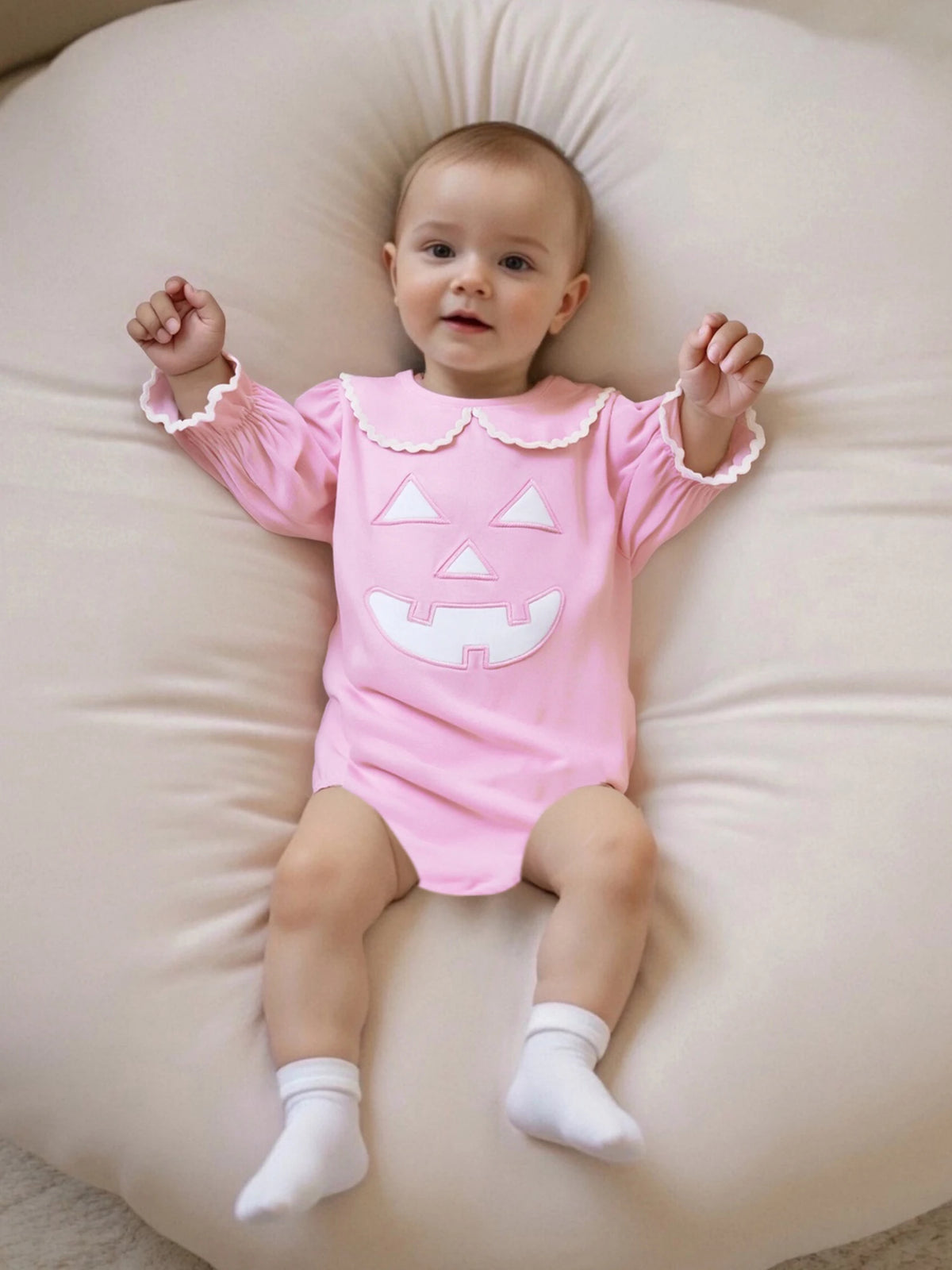 Pumpkin Petootie Little Girl Romper - Palm Beach Pink