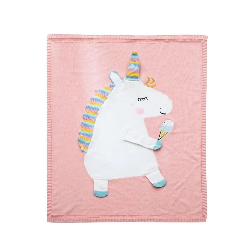 A baby peacefully sleeping under a unicorn-themed blanket from the 'Sleepy Tight' cute animal blankets collection.