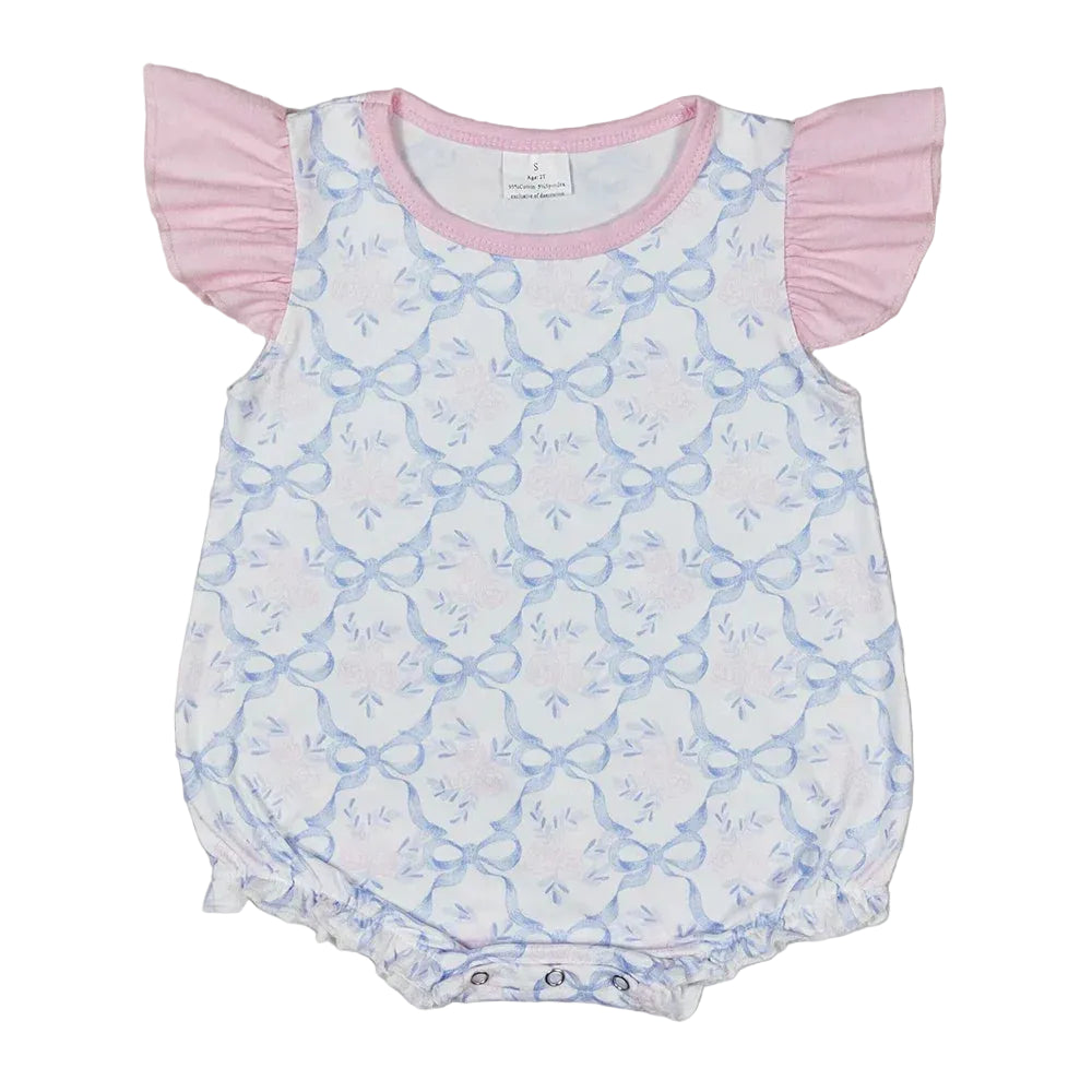 'Palm Beach Dreaming' Boutique Summer Baby Rompers - Cute Bows & Playful Frills - The Palm Beach Baby Estimated 14 - 20 Day Shipping