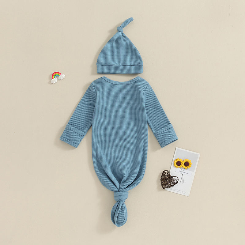 "Logan" Infant's Sleeping Gown + Matching Cap Set