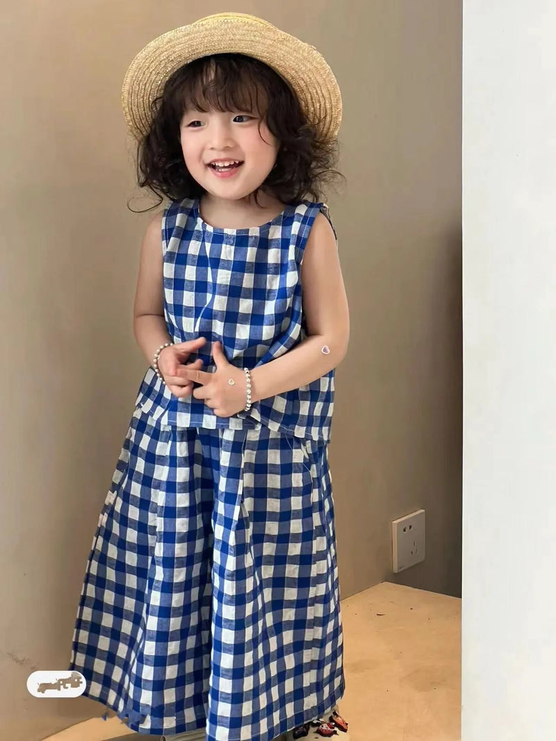 "Chancey" Checked Pants Set