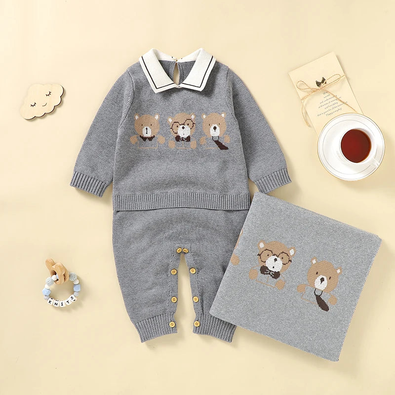 "Beary Cute" Knit Romper And/Or Blanket