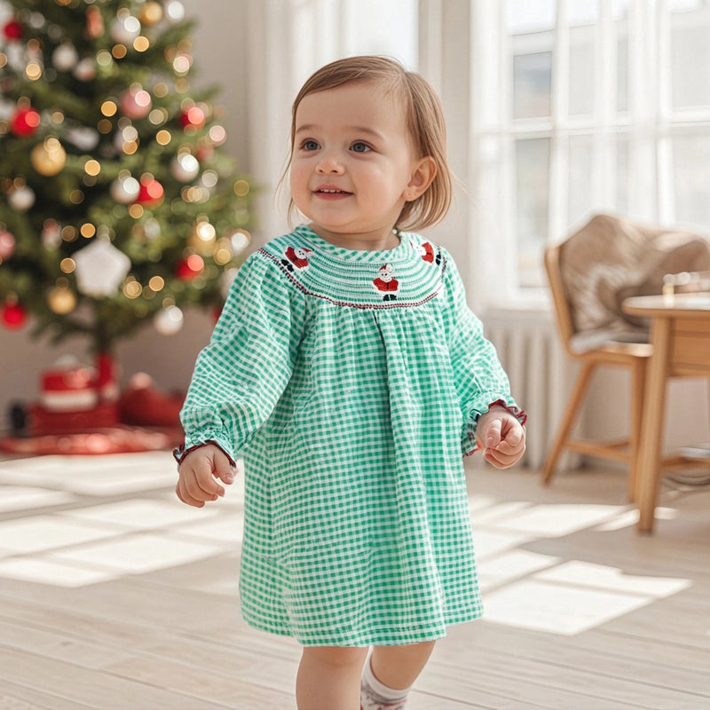 Adorable Santa Rudy Reindeer Smocked Dress - 2  Holiday Colors