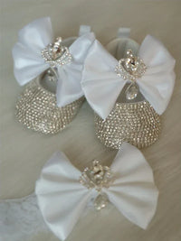 Elegant Rhinestone Crown Shoes & Headpiece Set for Babies - The Palm Beach Baby