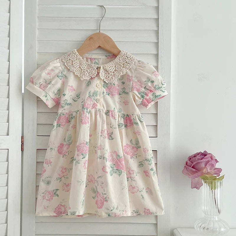 Sweet Celina Polly Pink Floral Lace Collared Dress - The Palm Beach Baby Estimated 15 - 20 Shipping
