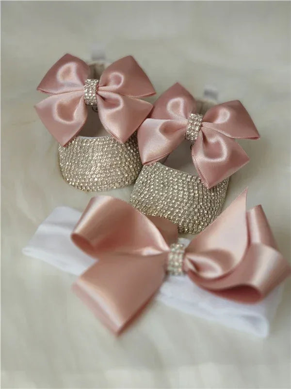Elegant Rhinestone Crown Shoes & Headpiece Set for Babies - The Palm Beach Baby