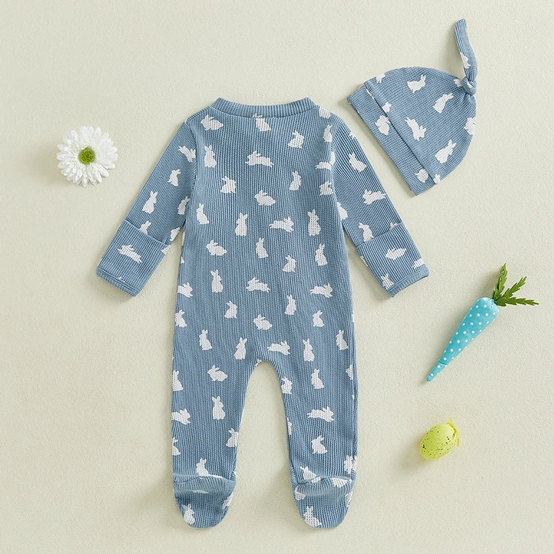 "Bunny Honey" Blue 2 PC Romper Set